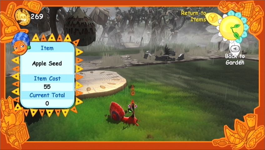 Viva Piñata (Xbox 360) screenshot: According to the Journal, Shellybeans like Apple Seeds - maybe it's worth feeding it one?
