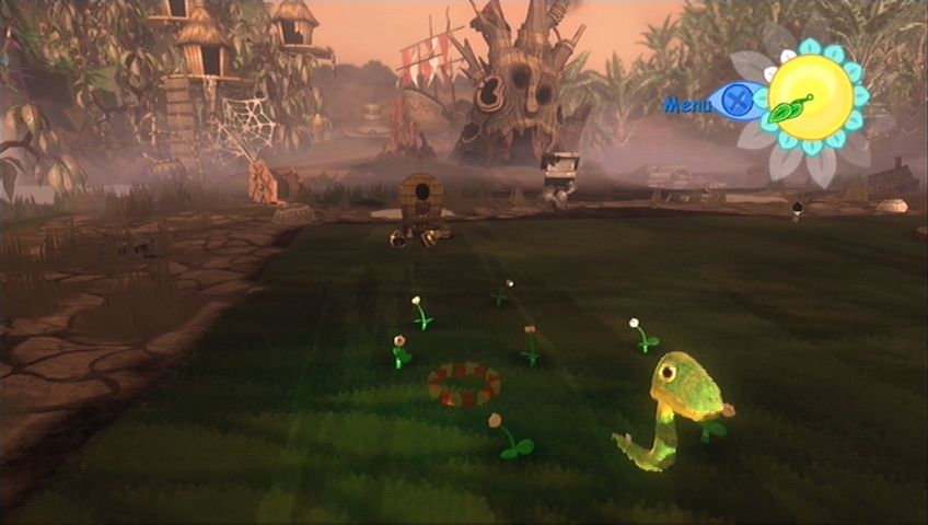 Viva Piñata (Xbox 360) screenshot: A Syrupent explores my garden.