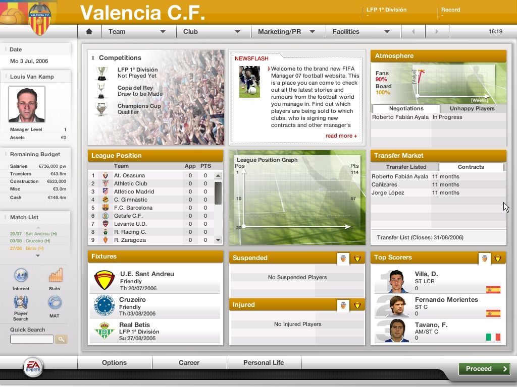 Screenshot Of FIFA Manager 07 (Windows, 2006) - MobyGames