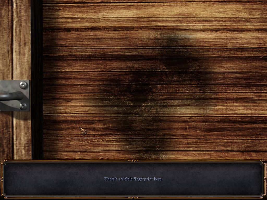 Agatha Christie: Murder on the Orient Express (Windows) screenshot: Gathering fingerprints from wood?