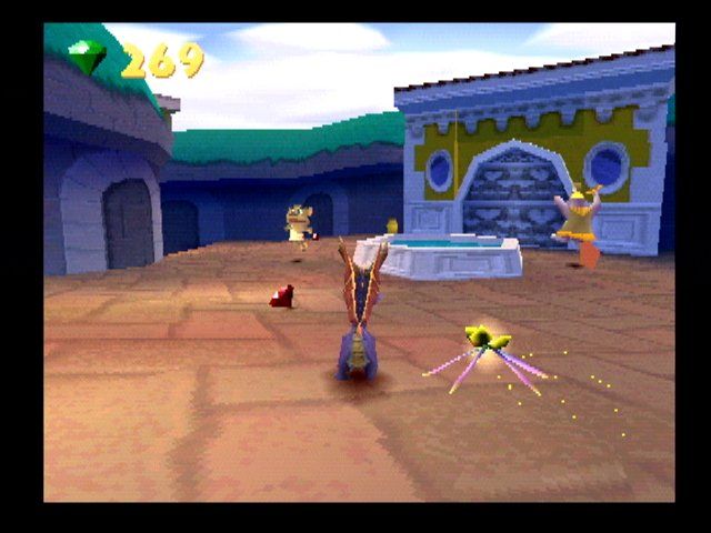 Spyro: Year of the Dragon (PlayStation) screenshot: In Sunny Villa