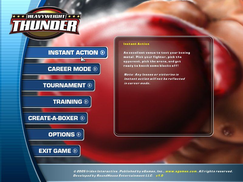 Heavyweight Thunder (Windows) screenshot: Main menu