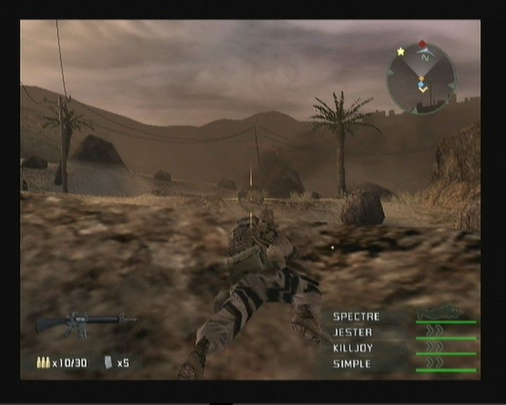 SOCOM 3: U.S. Navy SEALs (PlayStation 2) screenshot: Take cover to avoid enemy fire