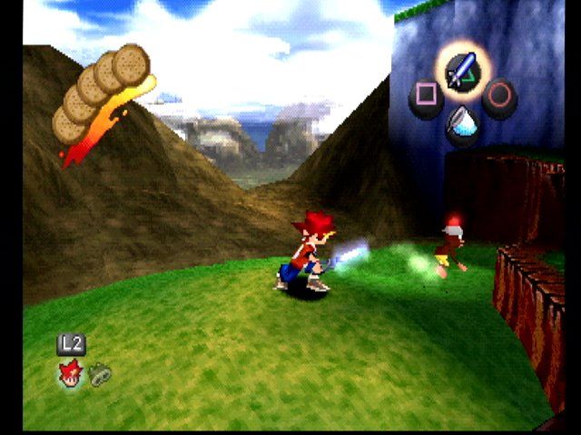 Ape Escape (PlayStation) screenshot: Chasing after a monkey.