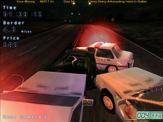 Hot Wired (Windows) screenshot: The cop cars like to pile on to thwart your thefts.