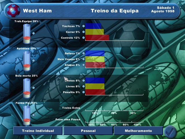 Player Manager 98/99 (Windows) screenshot: Balancing Training