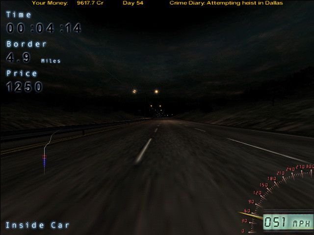 Hot Wired (Windows) screenshot: This is the standard inside-car camera.