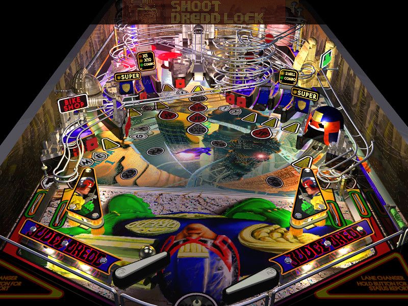 Judge Dredd Pinball (DOS) screenshot: Main pinball table