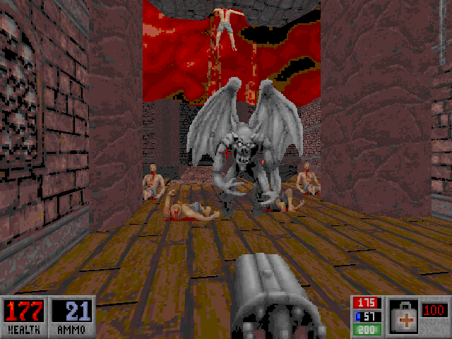 Blood (DOS) screenshot: Stone gargoyles are worthy foes