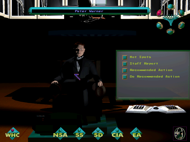 CyberJudas (DOS) screenshot: Peter Warner - Chief of Staff, White House