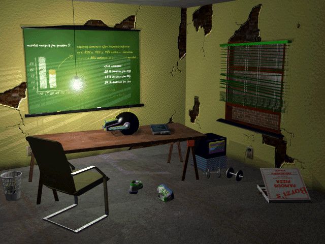 Forbes Corporate Warrior (Windows) screenshot: Your low-key office, equipped with VR helmet (in the future, that's all you will need)