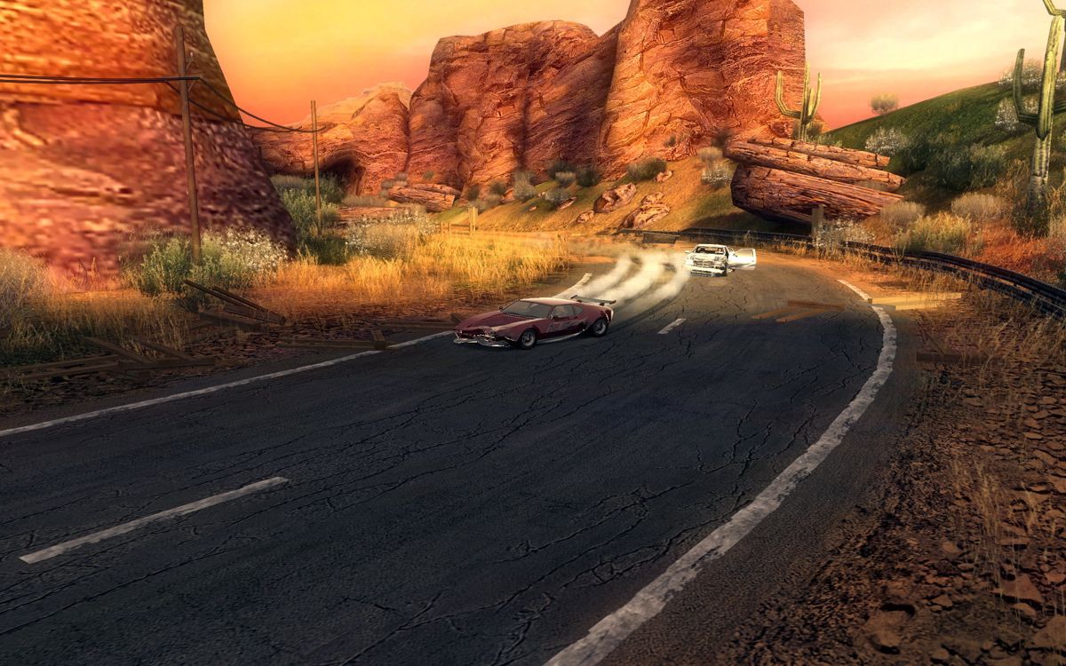 FlatOut 2 (Windows) screenshot: Racing around Canyons.