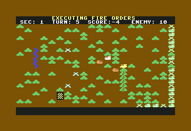 Panzer-Jagd (Commodore 64) screenshot: Fire phase loosing tanks