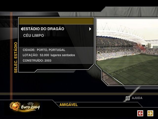 UEFA Euro 2004 Portugal (Windows) screenshot: Choosing a stadium