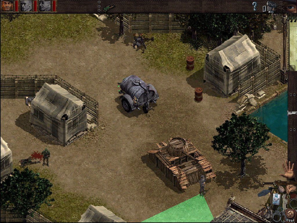 Commandos: Beyond the Call of Duty (Windows) screenshot: With you commando you can now even push things such as wagons.