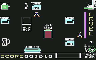 Spare Change (Commodore 64) screenshot: Out of tokens, damn!