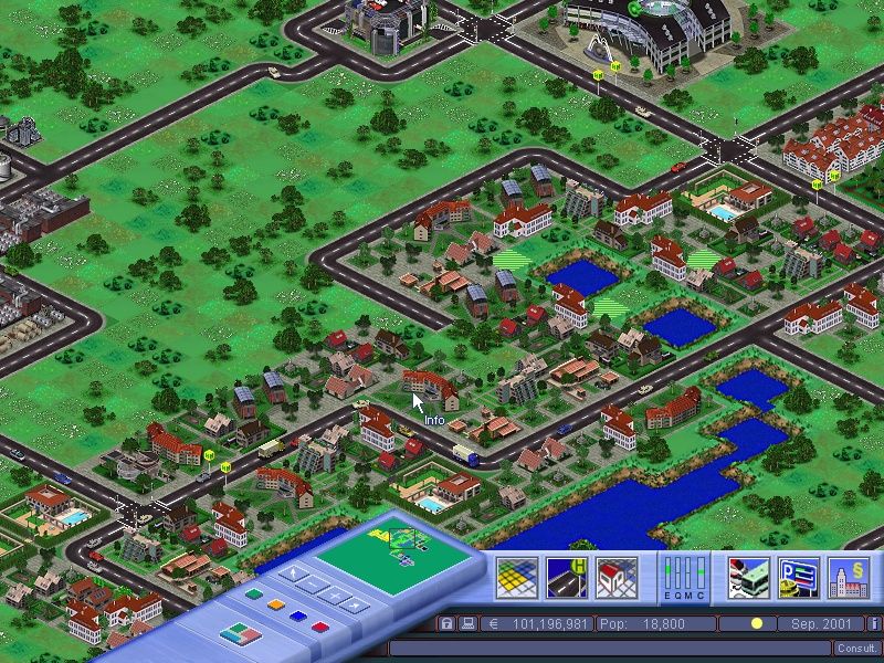 Mobility: A City in Motion (Windows) screenshot: Traffic is becoming a little stuffed for a residential area...
