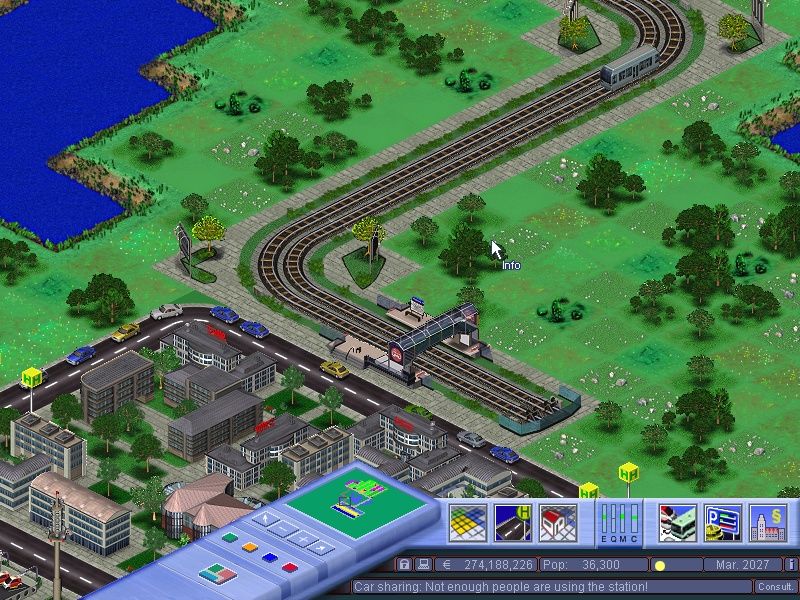 Mobility: A City in Motion (Windows) screenshot: Trains are even more expensive, require even more study, but move even more people.