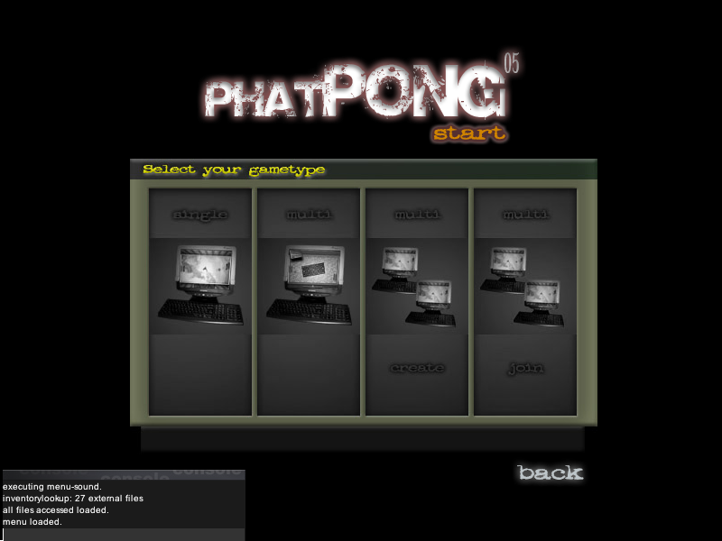 PhatPong 05 (Windows) screenshot: Gametype selection