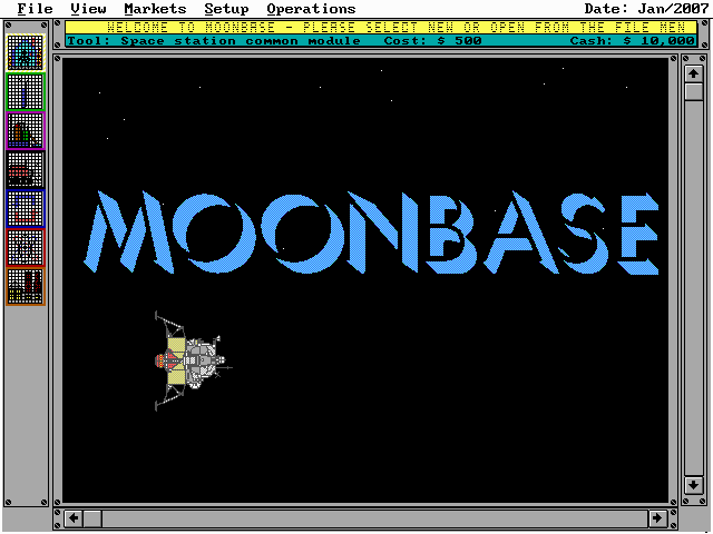 Moonbase (DOS) screenshot: Title Screen
