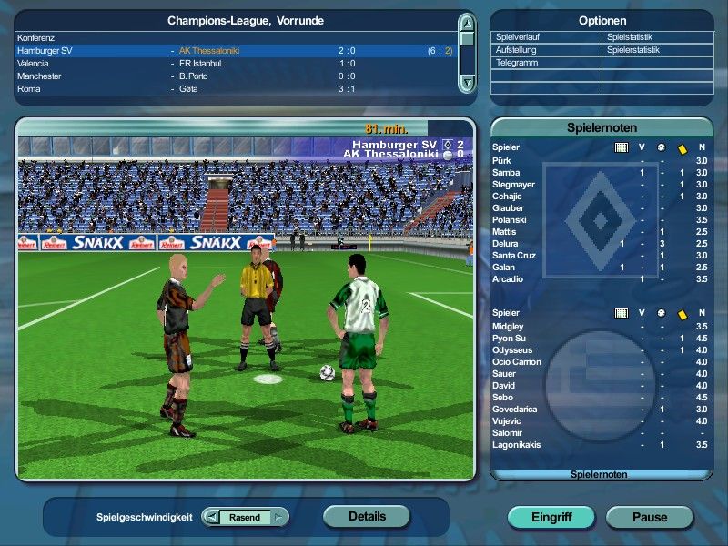 Anstoss 4: Der Fußballmanager - Edition 03/04 (Windows) screenshot: ...or watch (always the same) 3D scenes.