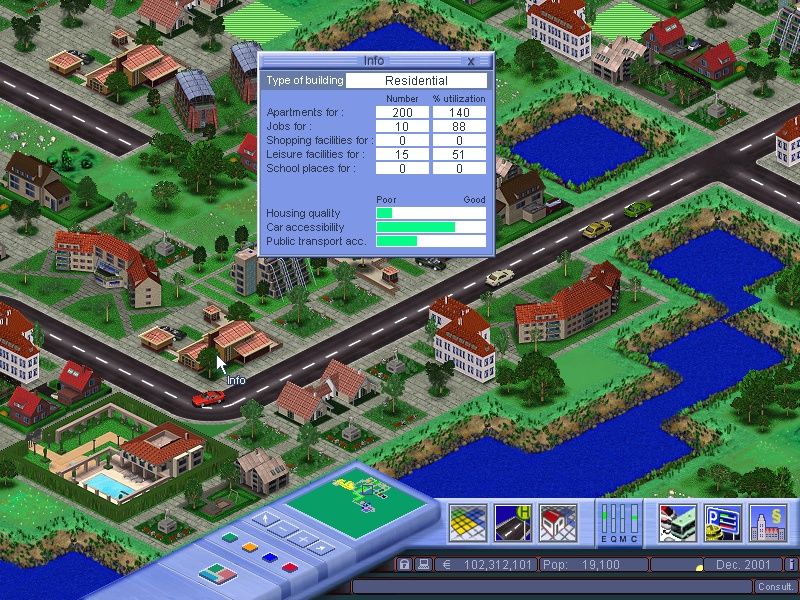 Mobility: A City in Motion (Windows) screenshot: Once all buildings are filled to the max, it means jobs and residences are stretched to the maximum, and new zones need to be opened.