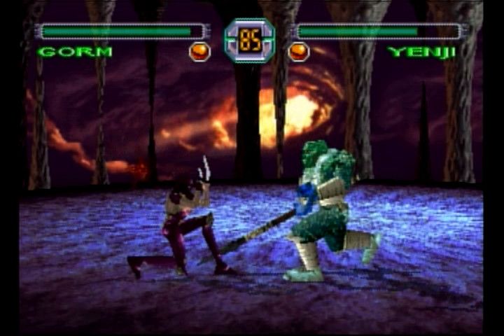Criticom (SEGA Saturn) screenshot: Gorm vs. Yenji