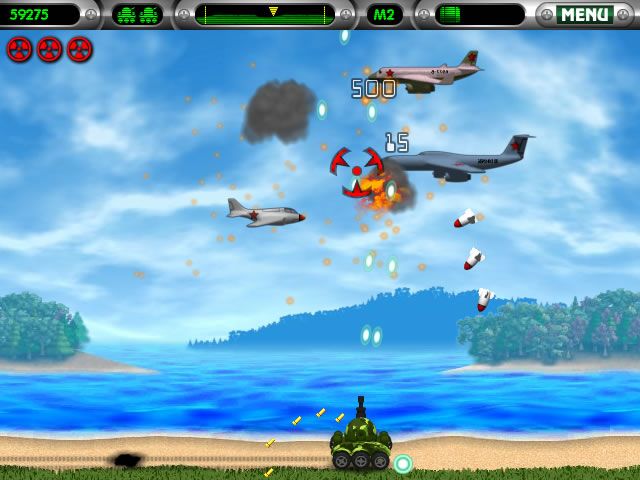 Heavy Weapon Deluxe (Windows) screenshot: Multiple incoming rockets