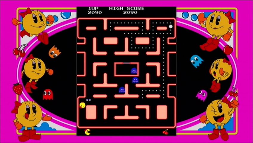 Ms. Pac-Man (Xbox 360) screenshot: Eat a ghost and it will run away back home.