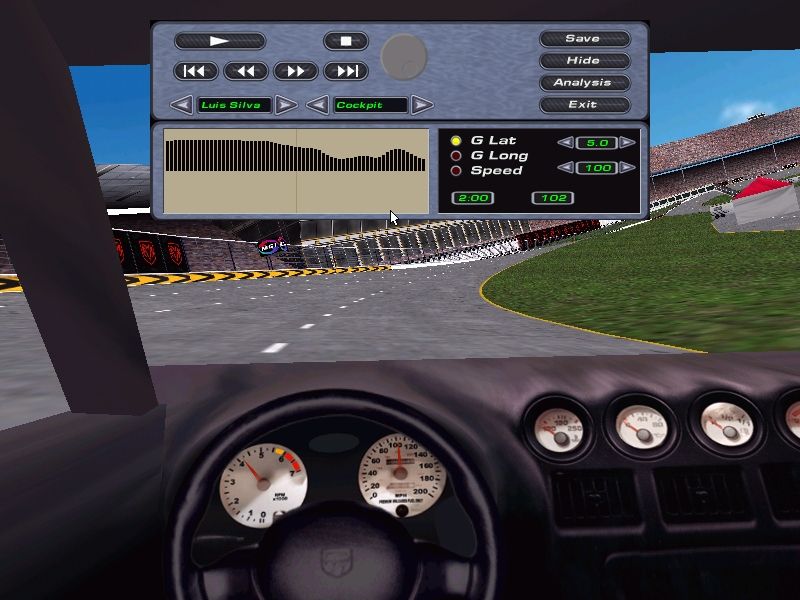 Viper Racing (Windows) screenshot: Replay allows to follow the entire race from a lot of perspectives along some telemetry indicators.