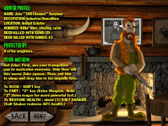 Deer Avenger 2: Deer in the City (Windows) screenshot: Briefing screen for the Armpit Estates mission