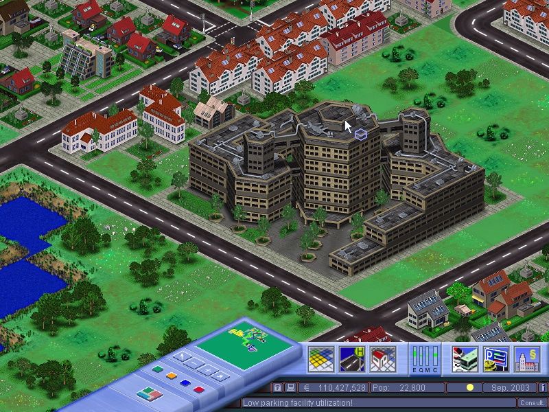 Mobility: A City in Motion (Windows) screenshot: building a new school next to a residential area