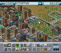SimCity 2000 (SNES) screenshot: Close-up. That's a library in the center.