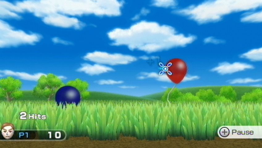 Wii Play (Wii) screenshot: Shooting stage 1 - pop the balloons!