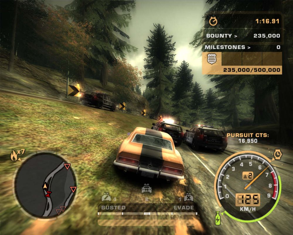 Need for Speed: Most Wanted (Black Edition) (Windows) screenshot: ...which involves racing a Camaro against a horde of SUVs.