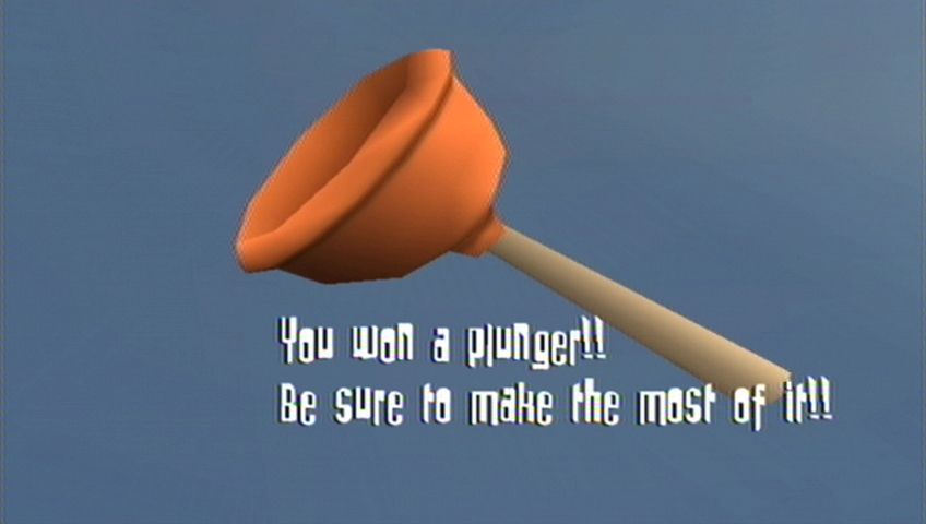 Rayman: Raving Rabbids (Wii) screenshot: Beating the final test earns you a plunger!