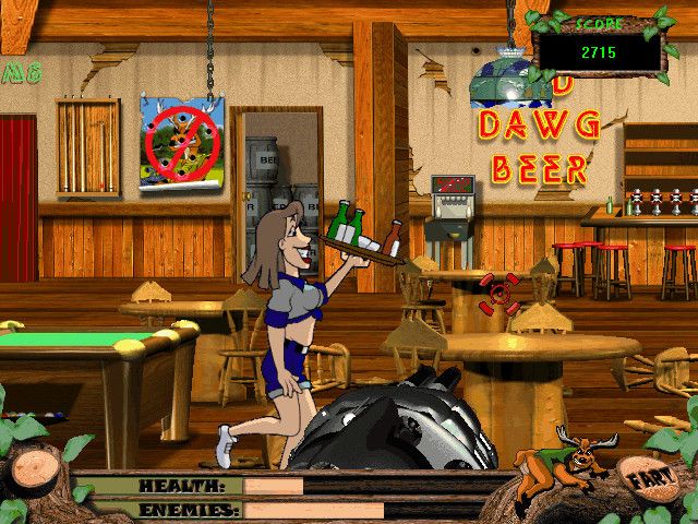 Deer Avenger 2: Deer in the City (Windows) screenshot: Swamp Ass Grill -- the waitress