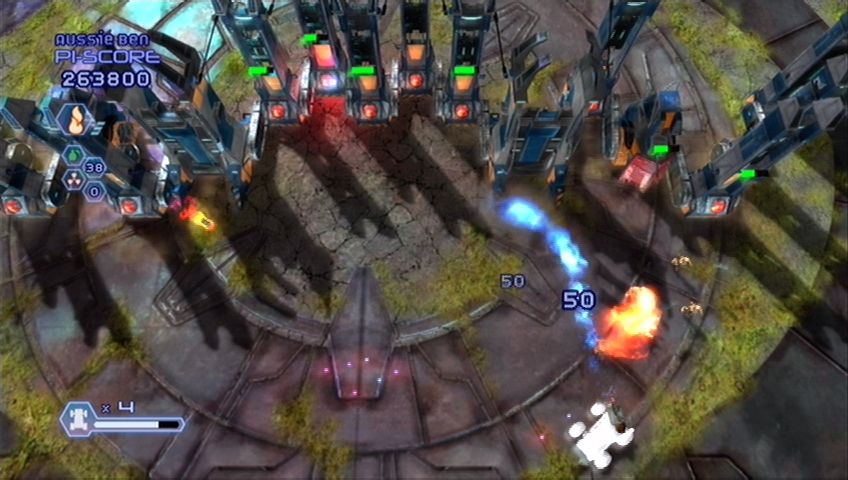 Assault Heroes (Xbox 360) screenshot: This wall has multiple sections to destroy.