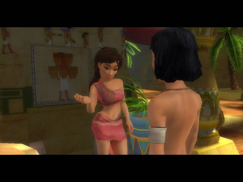 Ankh (Windows) screenshot: Thara won't come along until you get her a new outfit.
