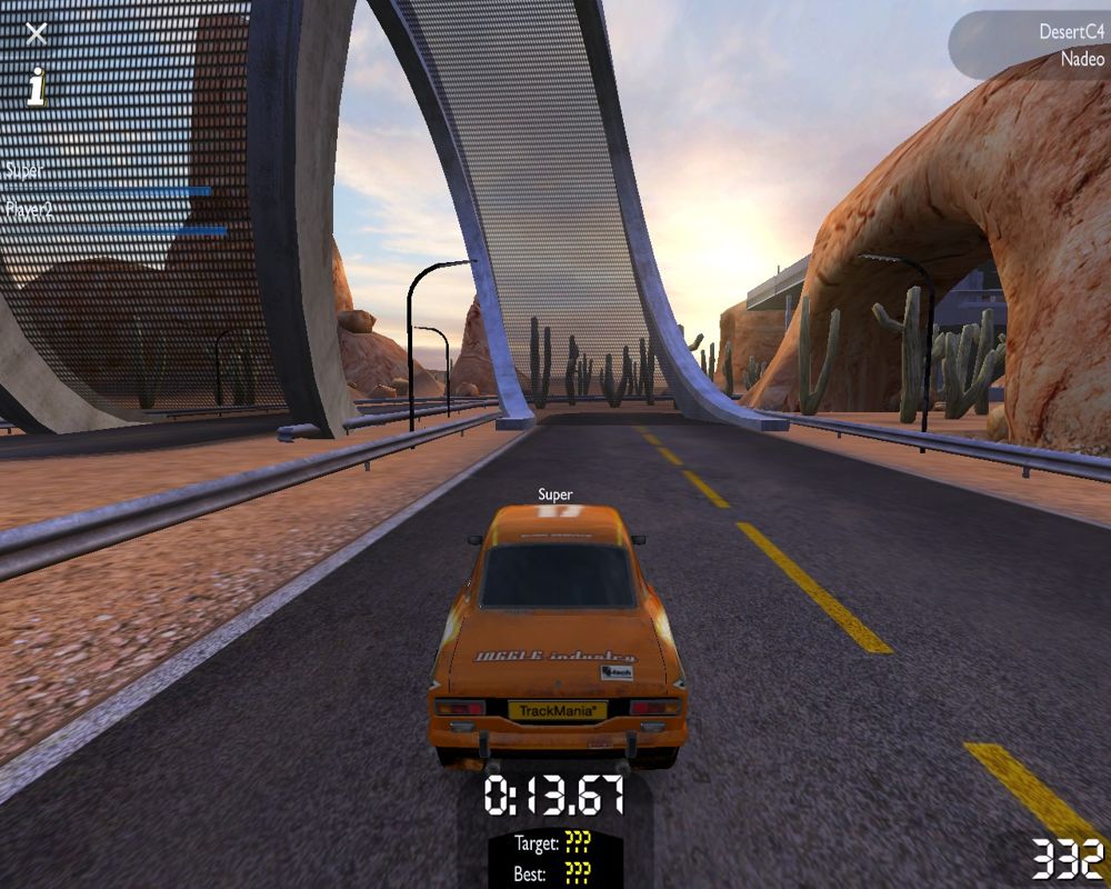 TrackMania United (Windows) screenshot: Desert environment