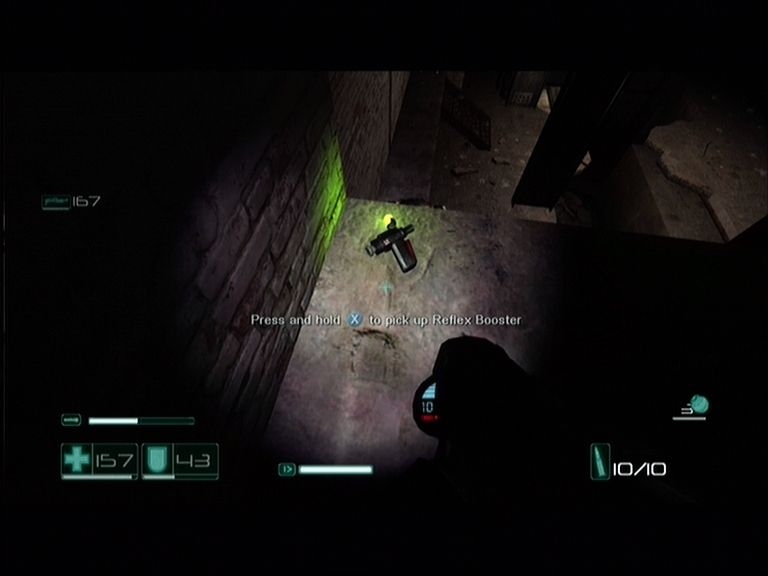 F.E.A.R.: First Encounter Assault Recon (Xbox 360) screenshot: Reflex boosters increase your slomo bar a little.