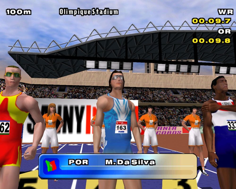 Sergei Bubka's Millennium Games (Windows) screenshot: 100m competition intro.