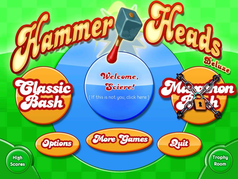 Hammer Heads Deluxe (Windows) screenshot: Main game screen