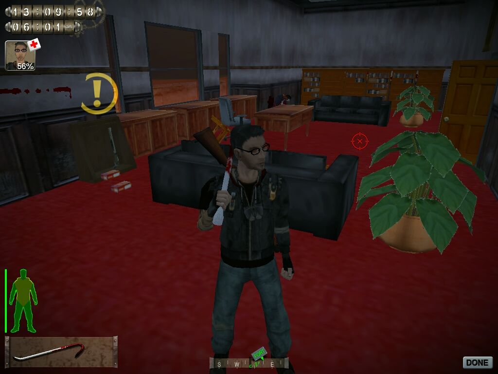 Fort Zombie (Windows) screenshot: Search the warden's office for weapons.