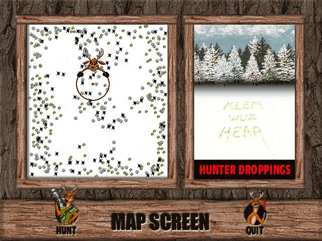 Deer Avenger (Windows) screenshot: Overhead map in the snowy Minnesota locale