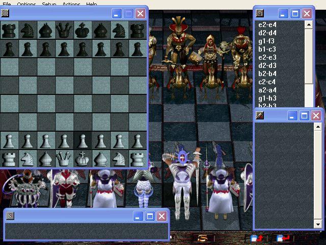 Combat Chess (Windows) screenshot: The main board, with a bunch of support windows