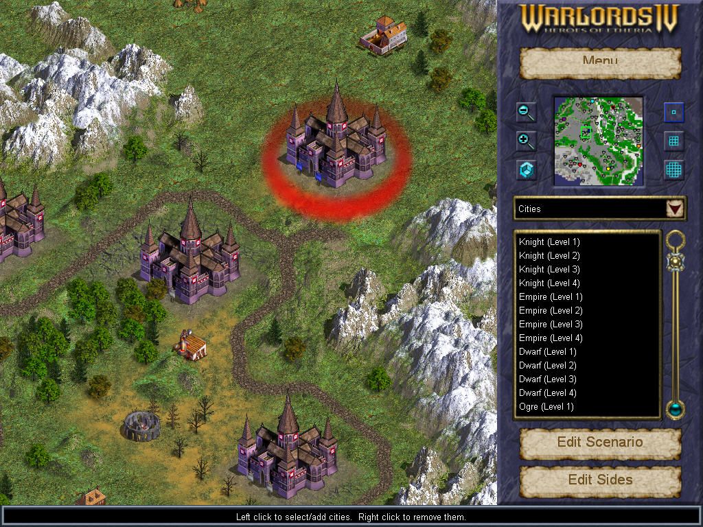 Warlords IV: Heroes of Etheria (Windows) screenshot: Scenario editor