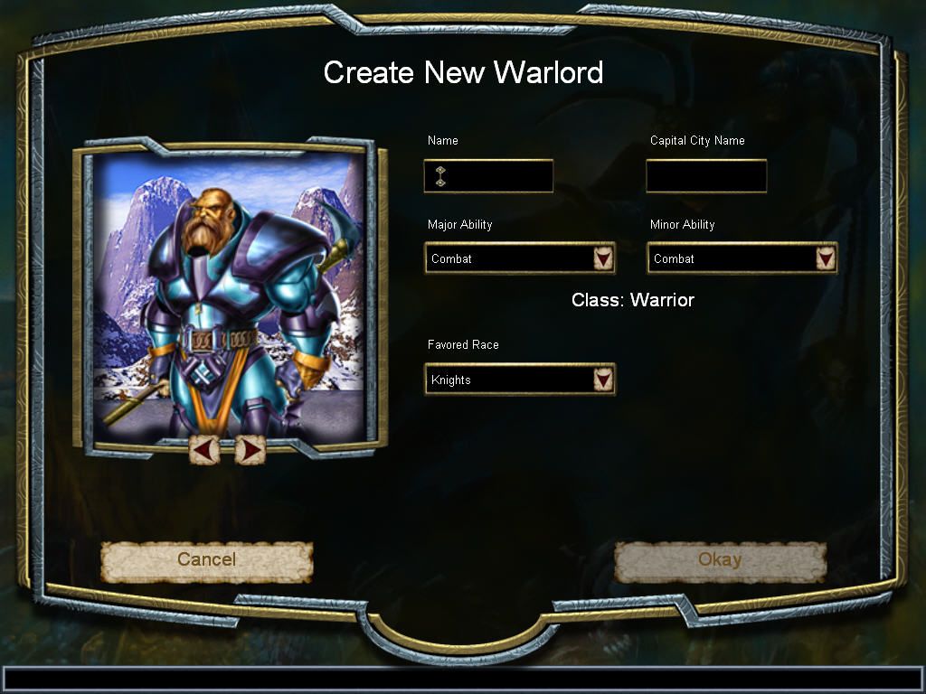 Warlords IV: Heroes of Etheria (Windows) screenshot: Warlord creation