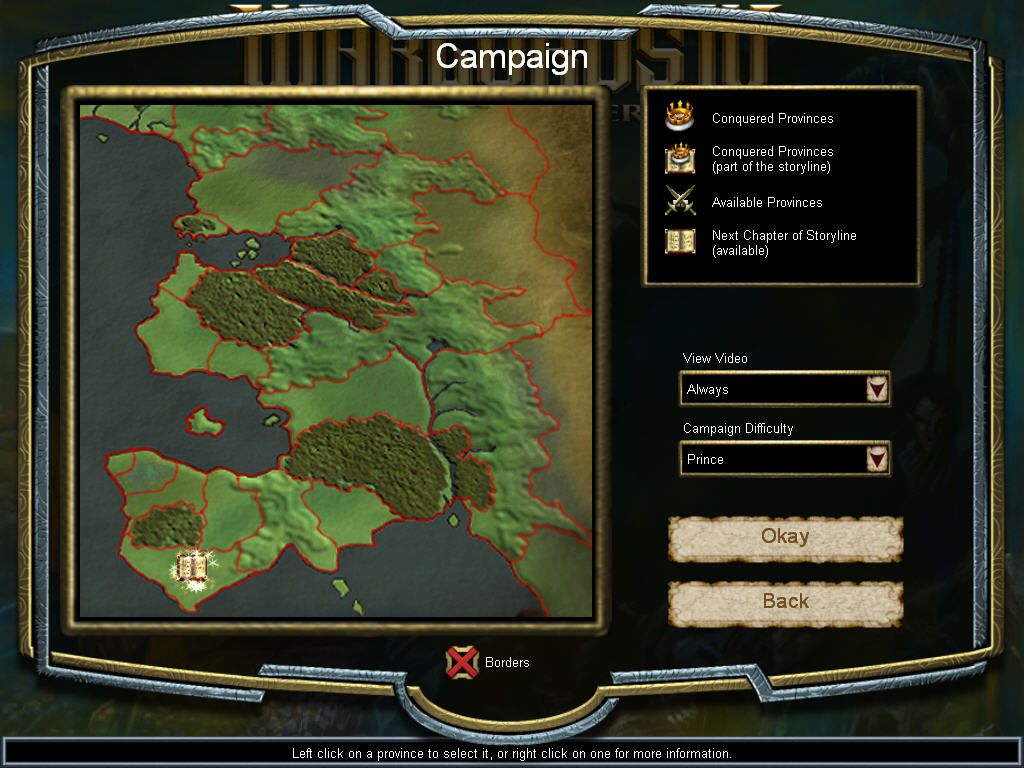 Warlords IV: Heroes of Etheria (Windows) screenshot: Campaign map