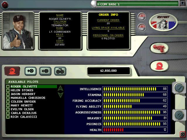 X-COM: Interceptor (Windows) screenshot: Recruit new pilots.
